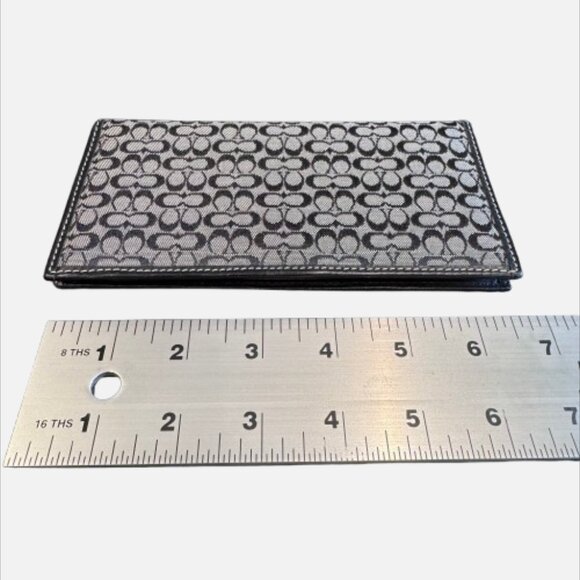 COACH Black Signature Jacquard with Natural Leather Checkbook Cover - Picture 7 of 7